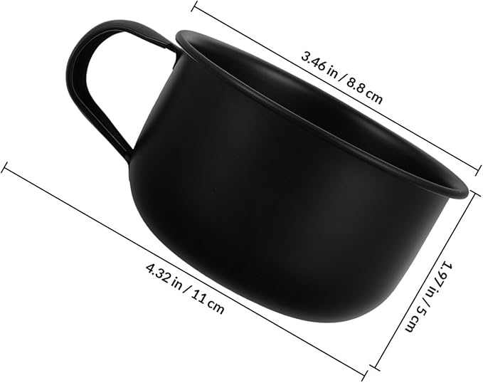Yardwe Alloy Shaving Soap Bowl with Handle for Men, Black Shave Mug Foam Container, Sturdy Beard Shave Bowl for Home and Barber Shop Use