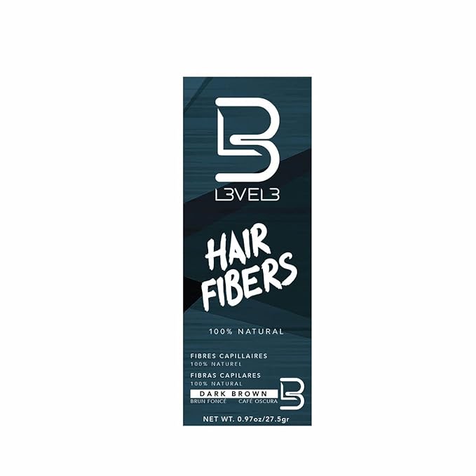 L3 Hair Fibers - Cover Bald Spot or Thinning Hair - Natural Looking Finish - Instant Grey Coverage and Thicker Hair (Brown)