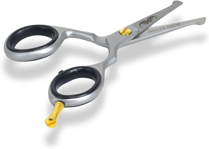 Rounded-Tip Trimming Scissors for Men – Stainless Steel High Carbon Beard, Mustache, and Ear Hair Grooming Scissor (Silver-Round-Tip)