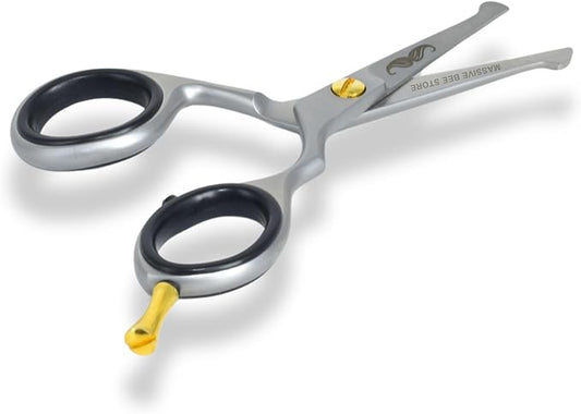 Rounded-Tip Trimming Scissors for Men – Stainless Steel High Carbon Beard, Mustache, and Ear Hair Grooming Scissor (Silver-Round-Tip)