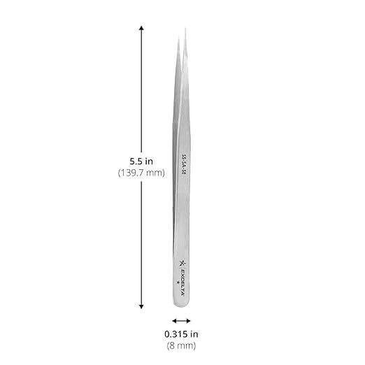 Excelta Straight Slim Very Fine Point Tweezers, 5.5" Anti-Magnetic Stainless Steel, Ideal for Confined Areas, Basic