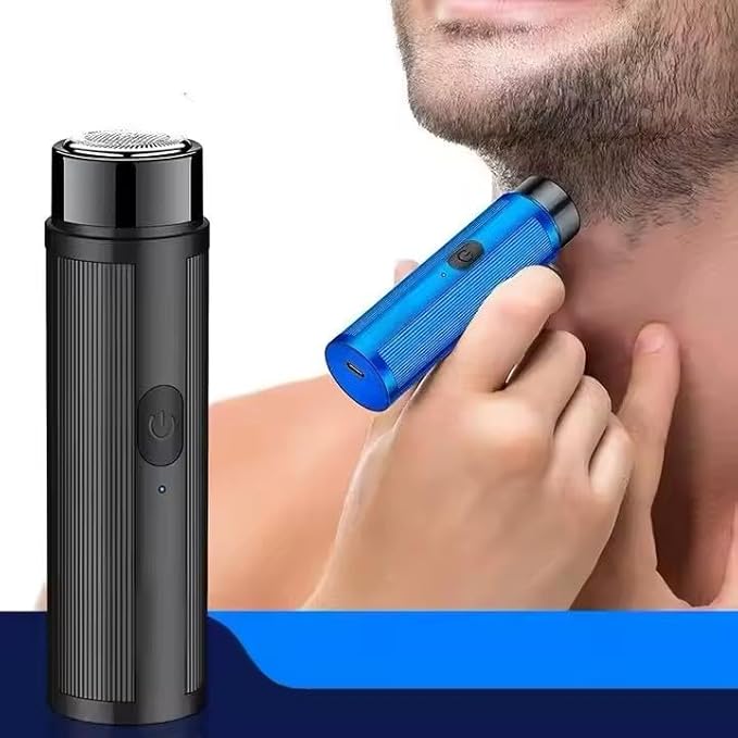 Mini Portable USB Rechargeable Electric Shaver – Compact & Waterproof Razor for Men & Women | Travel-Friendly, Precision Grooming for Face & Body | Ultra-Smooth Dry Shave | USB Charging - Blue