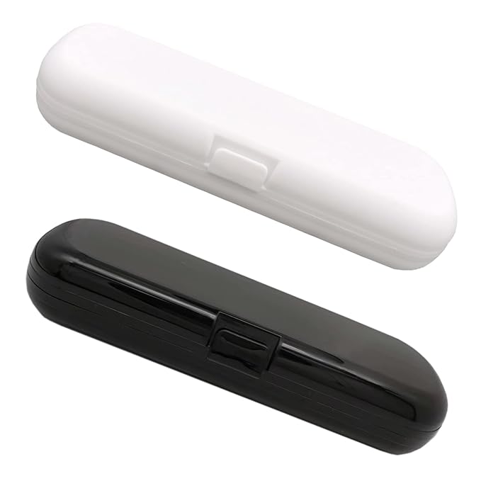 2 Pcs Electric Toothbrush Travel Case, Portable Travel Toothbrush Holder for Electric Toothbrush Set (White and Black)