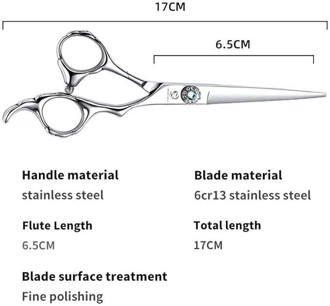 Professional Hair Thinning Scissors, 6.5CM Stainless Steel Blade, 17CM Total Length, 30 Teeth Texturizing Shears with Noise-Reducing Muffler and Safe Round Tip (Straight Shears)