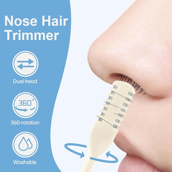 3PCS Nasal Hair Cutter Portable Travel Essentials,2026 Manual 360° Rotating Nostril Hair Removal Tools Double Sided Nose Hair Blade,Nose Hair Cutter for Women Men (Green, 12 Pack)