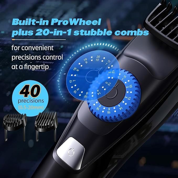 Beard Mustache Trimmer with 3 Attachments, 40 Adjustable Precisions, Waterproof, 240 Min Runtime - Personal Body Hair Trimmer for Men & Women Gift Choice