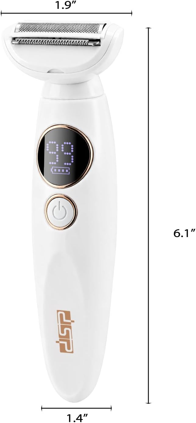 DSP 5-in-1 Electric Shaver for Women, Waterproof Painless Hair Removal Trimmer with Nose/Eyebrow/Bikini Attachments, USB Rechargeable Ladies Grooming Kit for Face Legs Arms