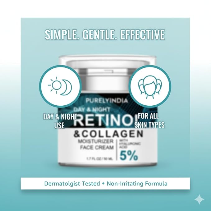 Retinol Cream for Face – Anti-Aging Moisturizer to Reduce Wrinkles & Fine Lines – Hydrating Retinol Night & Day Cream for Smooth, Firm Skin