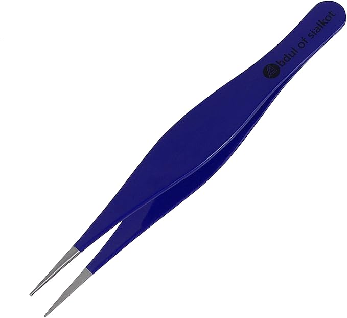 Pointed Tweezers,Needle Nose Tip, Sharp Precision Ingrown Hair, Surgical Pointed for Blackheads & Splinters/Best Tweezers for Eyebrows (Blue)