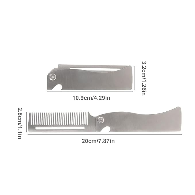 Folding Comb - Portable Stainless Steel Comb, Beard, Travel Stainless Steel Hair, Pocket Hairbrush Hair Bread Mustache Grooming Styling Tool for Men