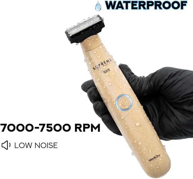 Supreme Trimmer Testii STH120 Men’s Ball Trimmer and Body Groomer, Waterproof Wet Dry Use, Skin-Safe Blade System, USB-C Fast Charging, 90 Min Runtime, Replacement Heads Available