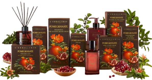 L'Erbolario Pomegranate Face and Hands Cleansing Gel - Moisturizing and Refreshing Daily Face Wash - Toning and Antioxidant Facial Cleanser - 8.4 oz