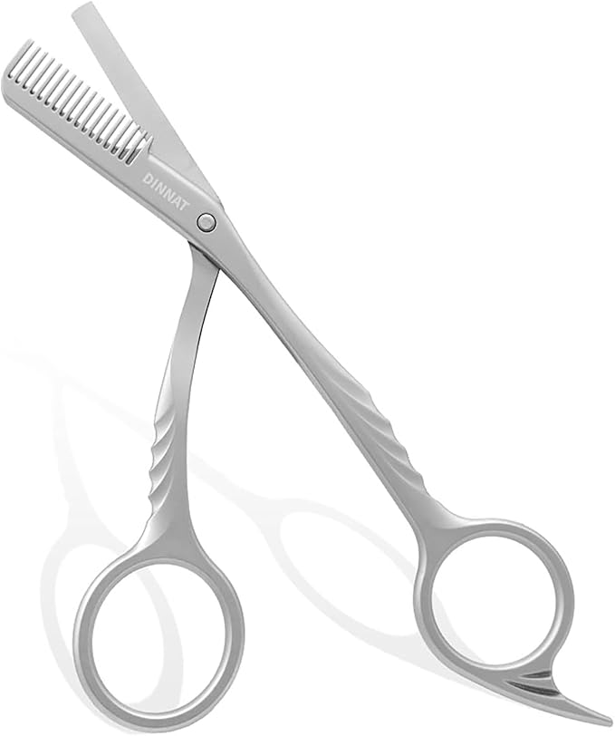 Eyebrow Trimming Scissors with Combs, Eyebrow Cutter Hair Removal Eyebrow Scissors,Eye brow razors, Eyebrow trimmer for women,Gifts For Men Women Stocking Stuffers (Grey)
