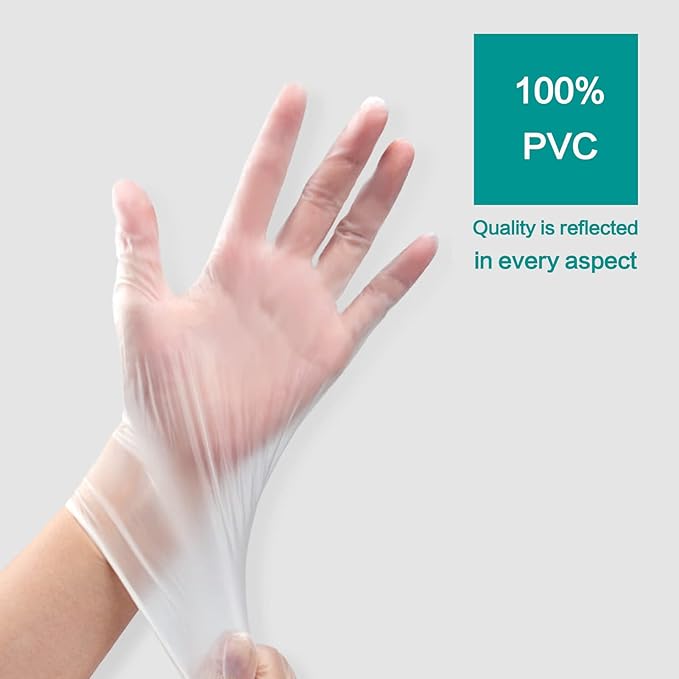 Clear Vinyl Gloves Latex Free & Powder Free - Food Safe Disposable Gloves for Cooking Cleaning - Comfort Fit