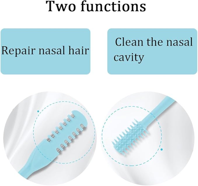 2 in 1 Nasal Hair Cutter, Double Sided Nose Hair Trimmer for Men Women, 360° Rotating Nose Hair Knife with Ear Picker, for Home Travel Essentials (Dark Green, 6pcs)