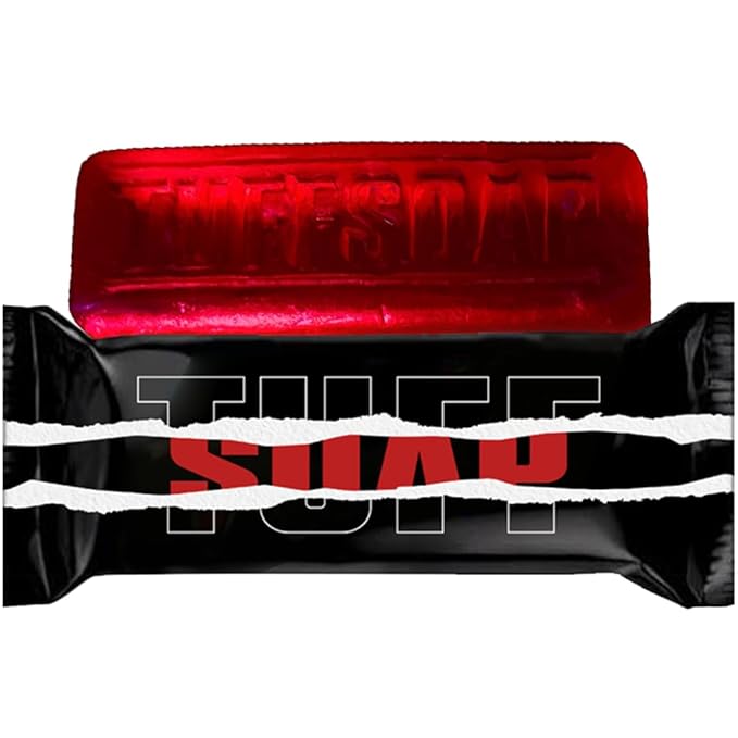 RED – 4-in-1 Men’s Fragrance Soap Bar 5.5 oz – Natural All-in-One Bar for Body, Face, Hair & Shaving – TUFF RED (Energy) / TUFF GREEN (Skin Protection) – Long-Lasting & Sulfate-Free
