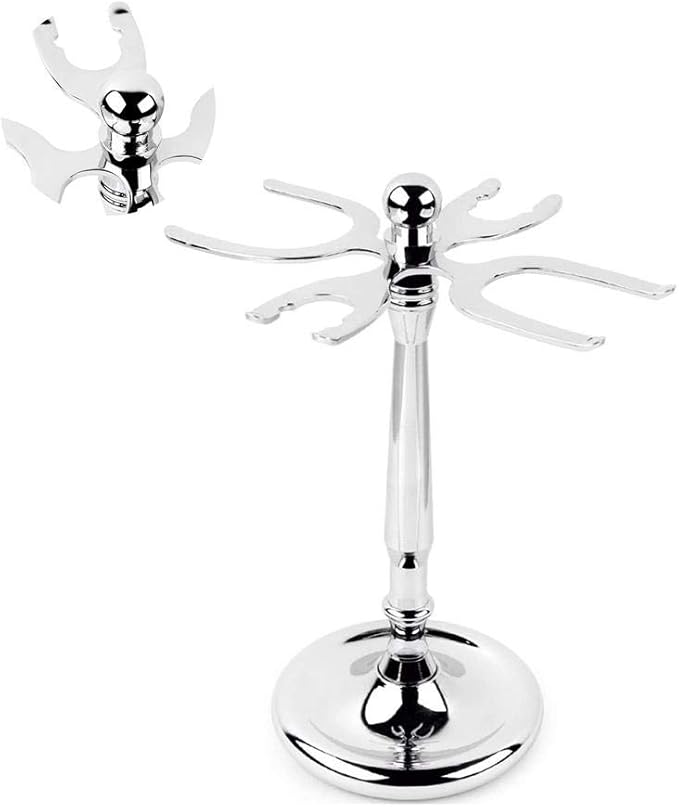 4 Prong Razors and Shave Brush Stand, Shaving Brush Holder Stand Tool, Shaving Accessories for Man, Holder, Holds 2 Double Safety Razors and 2 Shave Brushes (4 Holes)