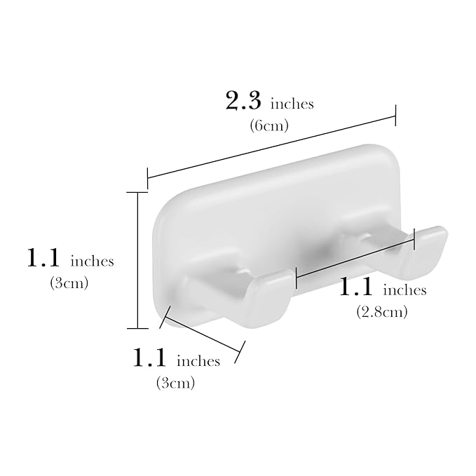 Linkidea 2 Pack Razor Holder with Self-Adhesive, Shower Hook for Razor, Bathroom Organizer for Shaver, Robe, Towel, Loofah, Compatible with Gillette Fusion 5 Power, Sensor 3(White)