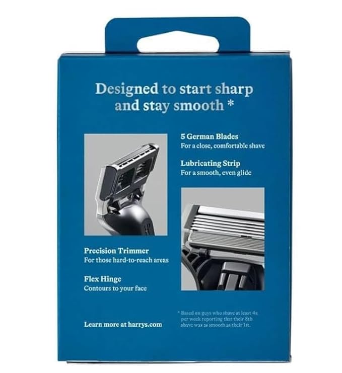 Men's Razor Blade Refills For Close and Comfortable Shaves, Sharper 5-Blade, 4 Counts