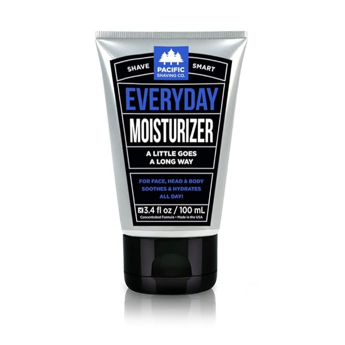 Pacific Shaving Company Everyday Moisturizer - Daily Post-Shave Moisturizer Cream for Men & Women - Hydrating Face Cream with Shea Butter, Jojoba, Avocado, & Argan Oil for Face (3.4 Fl Oz)