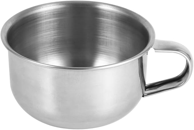 Shaving Soap Bowl Cup, Man Shaving Soap Bowl, 3.4inch Stainless Steel Soap Bowl with Handle, Metal Shaving Soap Mug Bowl Cup Shaver Cleansing Foam Tool for Man