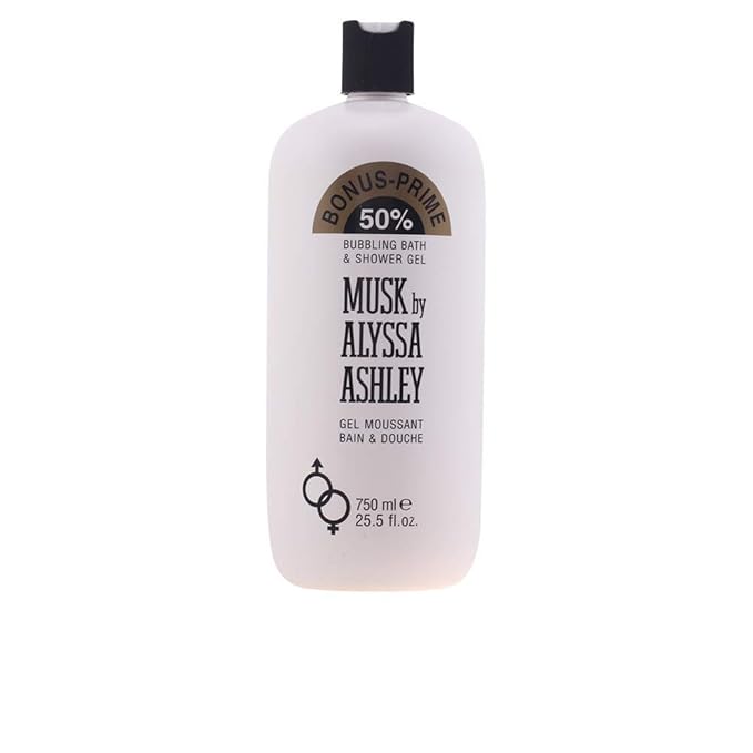 Alyssa Ashley Musk Bubbling Bath and Shower Gel - Shower Gel Body Wash for Women - Mens Body Wash - Infused with Jasmine and Iris - 25.5 oz