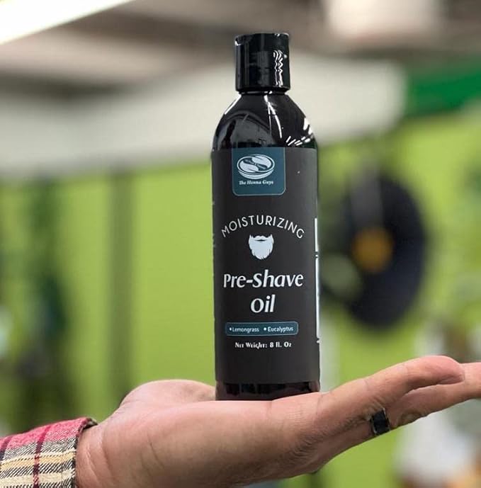 8 fl. Oz, Pre Shave Oil for Men, Excellent Shaving oil for Men with Sensitive Skin, Prepares for a burns free Shave, Works with Straight or Safety Razor (Lemongrass & Eucalyptus)