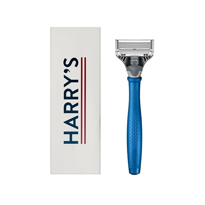 Harry's Original Razor for Men - Razor Handle and Blade Cartridge- German Engineered Blades- Indigo Blue