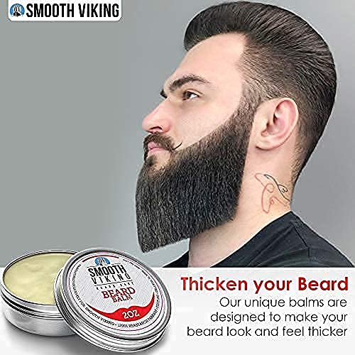 Smooth Viking Beard Styling Balm for Men - Strong Hold Formula with Essential Oils & Beeswax for Healthy Beard & Mustache Growth, 2oz