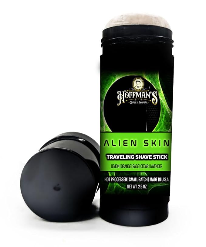 Hoffman's Alien Skin Traveling Shave Stick, Beef Tallow Soap, Lemon Orange Sage Cedar Lavender Scent, 2.5 Oz, Luxury On-The-Go, Small Batch, Made in USA