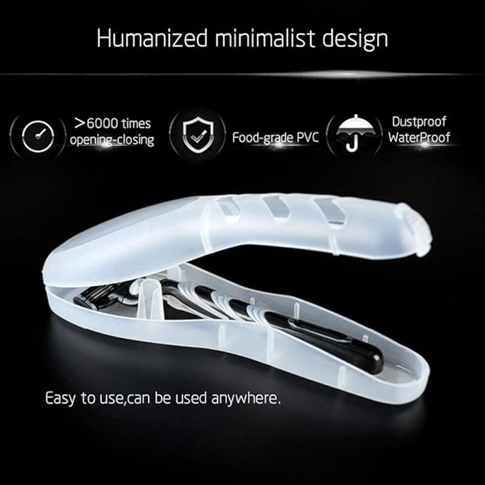 2Pcs Clear Travel Razor Case - Portable Shaver Protector for Men, Universal Fit Manual and Electric Shavers, Transparent Compact Organizer with Locking Clips, Toiletry Bag Storage Accessories