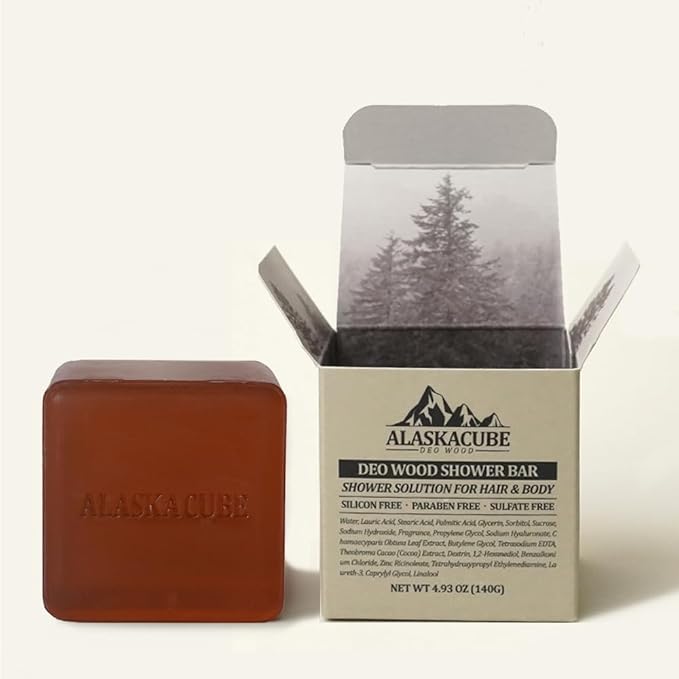 Deo Wood Shower Bath Soap Bar Luxurious Sandalwood Woody Scent Eliminates Body Odor Long Lasting Rich Foam | Body Wash, Shampoo, Deodorant for Men Women Luxury Perfumed Perfect for Gift