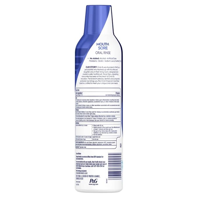 Oral-B Mouth Sore Mouthwash Special Care Oral Rinse, 475 mL (16 fl oz) (Pack of 2)
