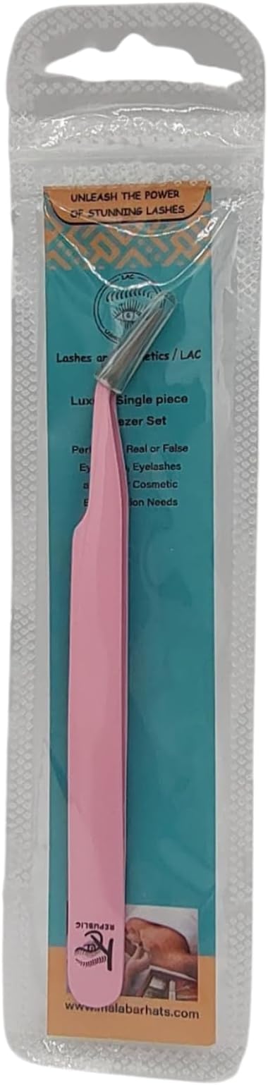 Pink Curved Professional Tweezer Great For Eyebrow, Eyelash, Facial, Ear, Nose & Ingrown Hair Remover Treatment. Make Perfect Eyebrow Shapes (Pink)