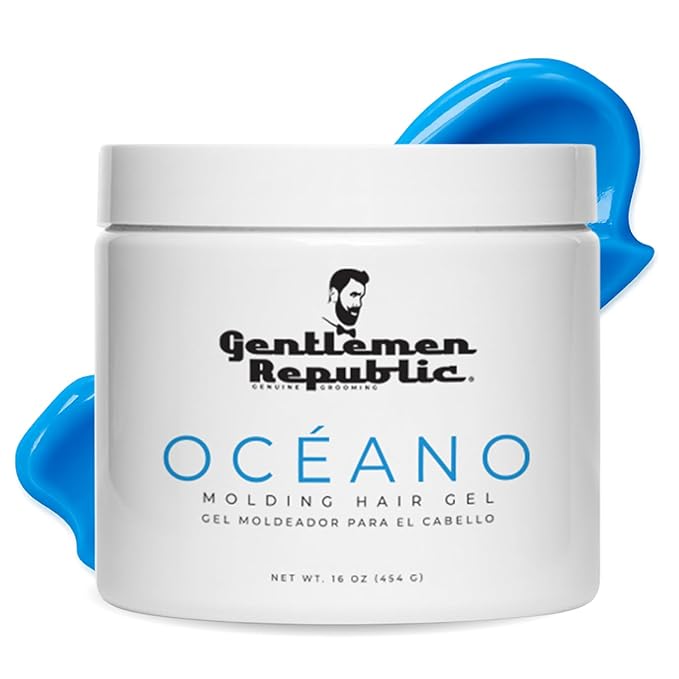 Gentlemen Republic Oceano Men's Hair Gel 16oz - Strong Touchable Hold and High Shine Styling Gel for Hair, 100% Alcohol-Free Professional Formula with Fresh Scent, Mens Hair Product Made in USA