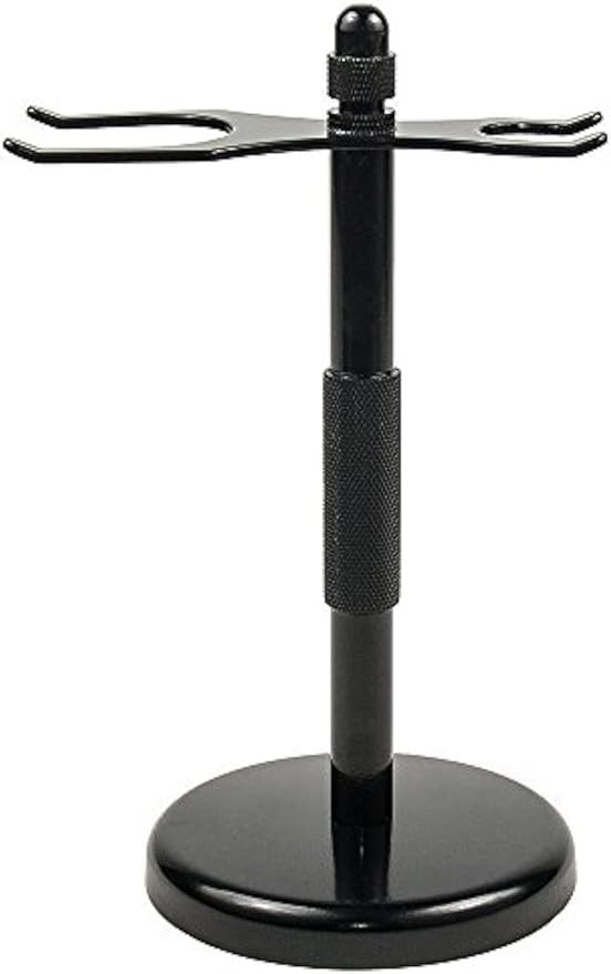 Super Safety Razor’s 2 Prong Safety Razor Brush Stand – Elegant Black Shaving Stand for Razor and Brush with Heavyweight Base for Extra Stability