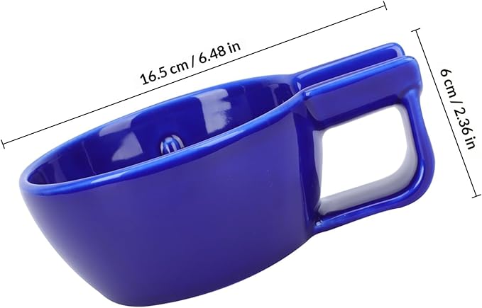 DOITOOL Ceramic Men Shaving Soap Bowl with Non-slip Handle, Blue Wide Mouth Shaving Bubbling Vessel for Wet Razor Shave at Home Or Barber Shop