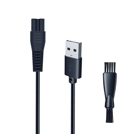 Replacement Charger Cable for Rategist WD787 - USB-A to DC 5V 1A Fast Charging Cord with Cleaning Brush, Compatible with Rategist Cordless Electric Razor for Men Travel Kit