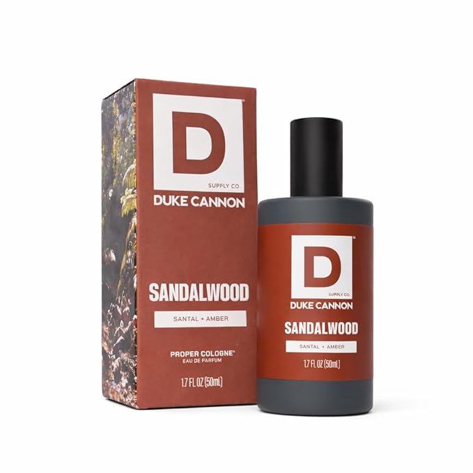 Duke Cannon Proper Cologne for Men, Sandalwood (Santal + Amber), Long-Lasting Eau de Parfum, 1.7 fl oz
