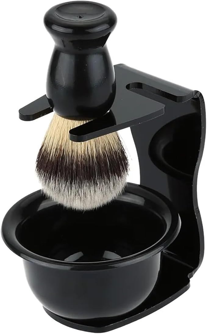 Shaving Brush Set, 3-in-1 Shaving Set with Shaving Brush, Shaving Bowl and Shaving Stand, Father's Day Men's Shaving Gift Set