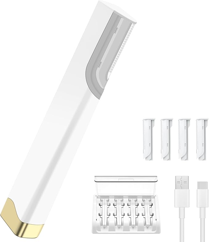 Sonic Dermaplane Razor for Women Face, Professional Dermaplaning Tool with LED Light & 5 Replacement Blades, Ultrasonic Face Scraper for Exfoliating Dead Skin, Peach Fuzz Removal, Rechargeable