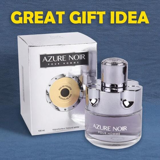 AZURE NOIR POUR HOMME Cologne Eau de Toilette Fragrance for Men 3.4oz/100ml, Natural Spray, Long Lasting