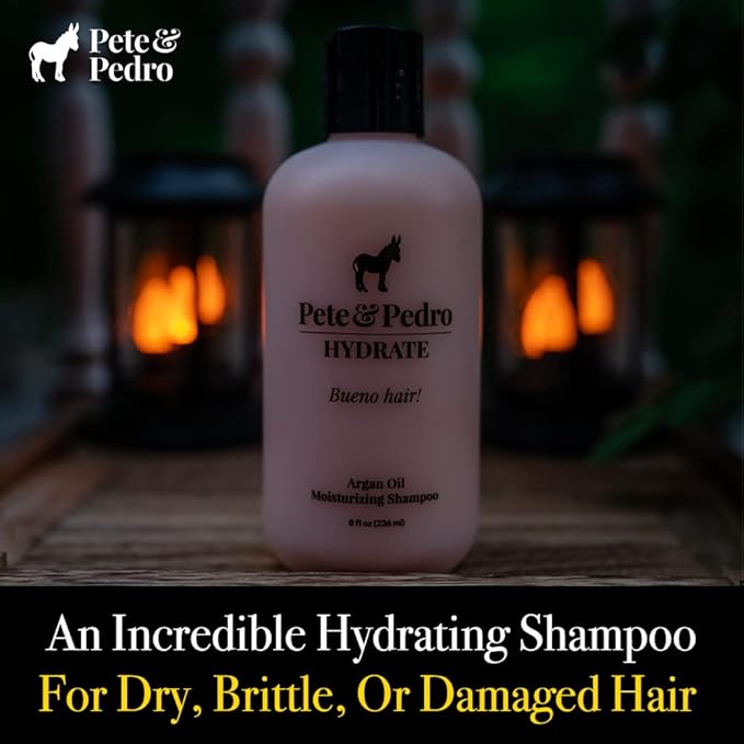 Pete & Pedro HYDRATE - Hydrating Argan Oil Shampoo For Men & Women | Moisturizing Daily Shampoo Cleanser For Dry, Dull, & Fragile Hair | As Seen on Shark Tank, 8.5 oz.