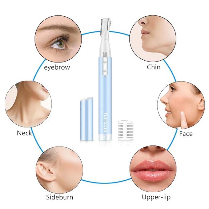 Upgraded Eyebrow Trimmer, Precision Electric Eyebrow Razor for Women Battery-Operated Facial Hair Remover with Comb No Pulling Sensation Painless for Face Chin Neck, Upper-Lip, Peach-Fuzz