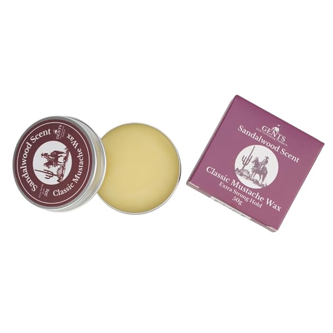 G.B.S Strong Hold Sandalwood Mustache Wax, Easy Application, Restyleable, long lasting hold with Styling Comb (1.7 oz) (3 Pack, Sandalwood)