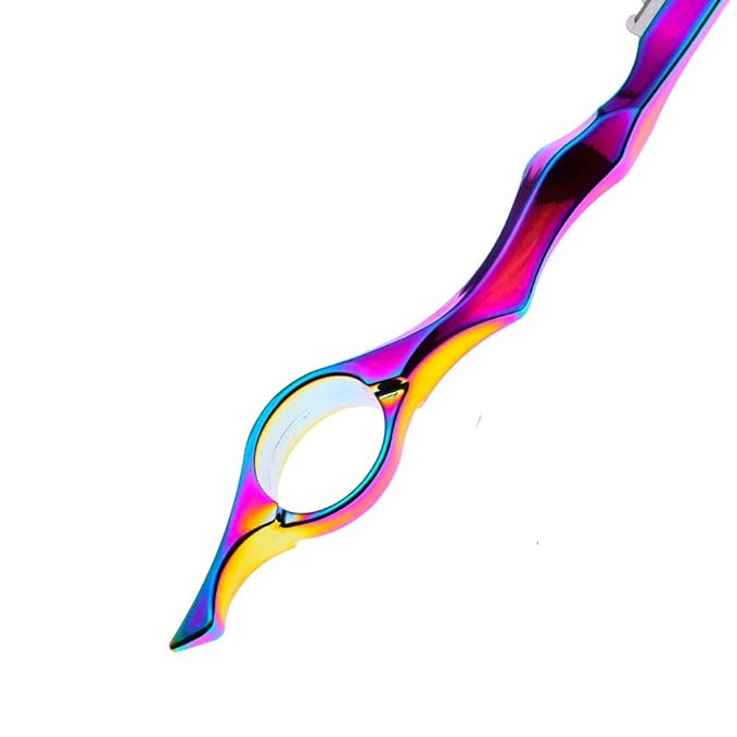 Professional Hair Styling Thinning Texturizing Cutting Feather Razor + 10 Replacement Blades Stainless Steel Rainbow Color