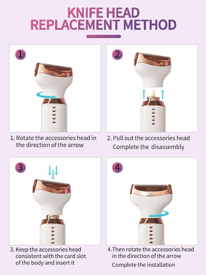 Electric Razors for Women, 5 in 1 Painless Ladies Wet & Dry Body Razors and Facial Hair Remover, Rechargeable Facial and Body Hair Remover for Face Nose Eyebrow Arms Armpit Legs Pubic Area（White）