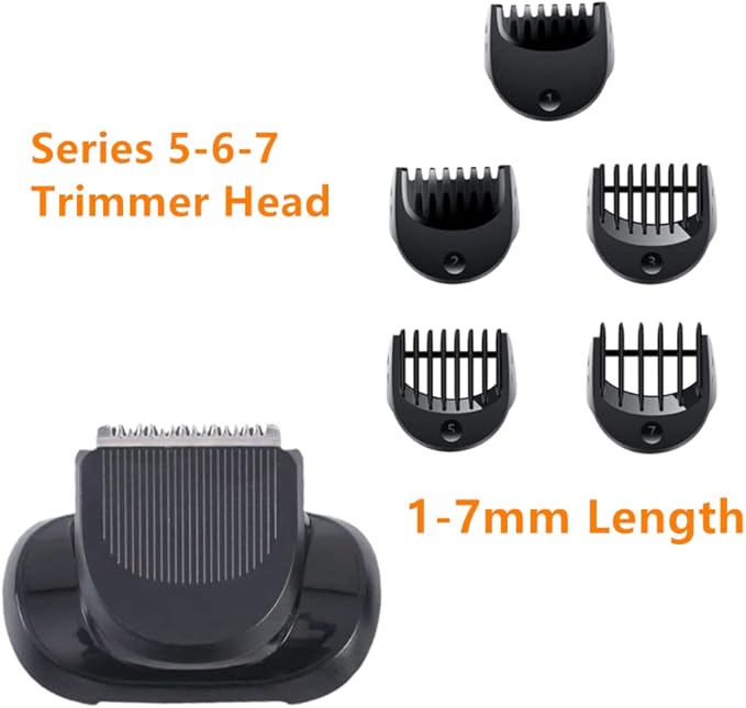 Shaver Beard Trimmer Head Compatible + 5pcs Comb Trimming Attachment Compatible with Braun Series 5, 6 and 7 Electric Razors, 5018s, 5020s, 6075cc, 7071cc, 7075cc, 7085cc, 7020s, 5050cs, 6020s, 6072cc