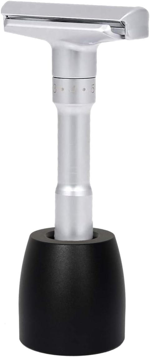 Men's Safety Razor Stand Aluminum Alloy Desk Pen Holder Toothbrush Shaving Razor Base Stand (C-Black)