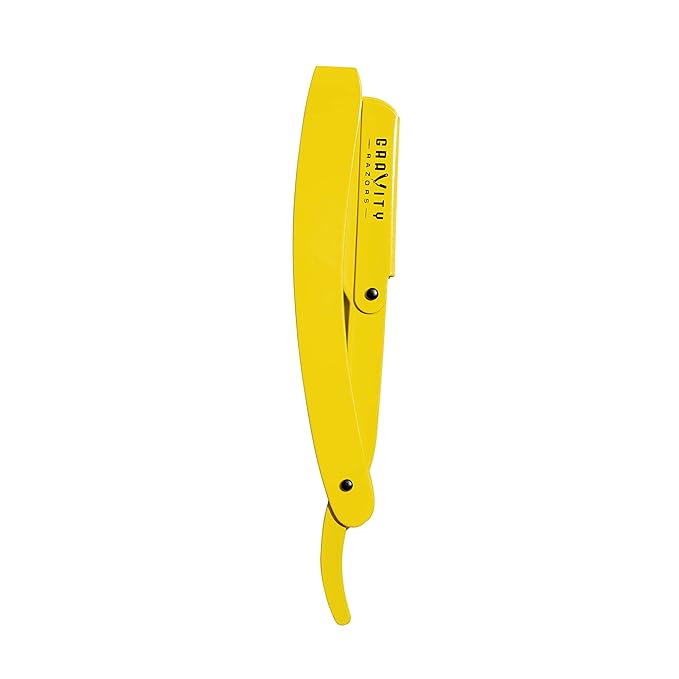 GRAVITY RAZORS Professional Straight Razor Kit – Minimal Exposure, Includes 10 Premium Blades, 0.5mm Exposed, Yellow